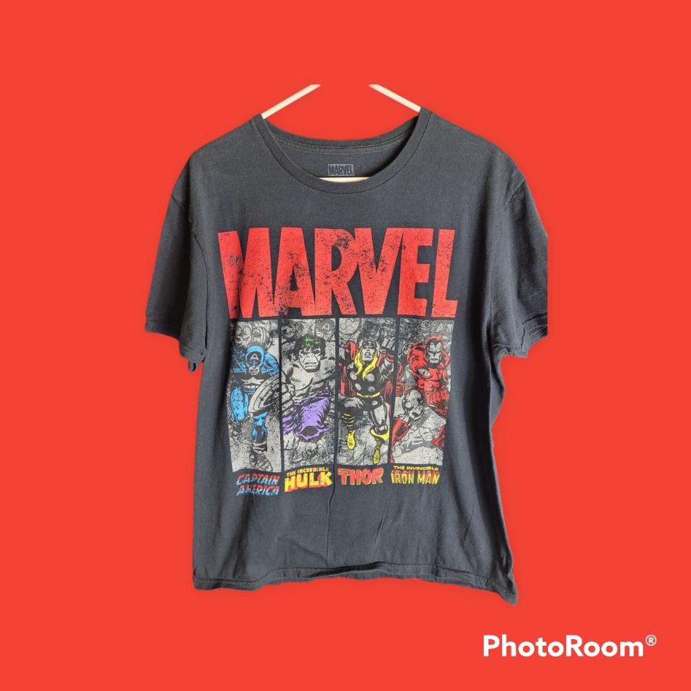 Marvel Characters Men's Large Black Tshirt